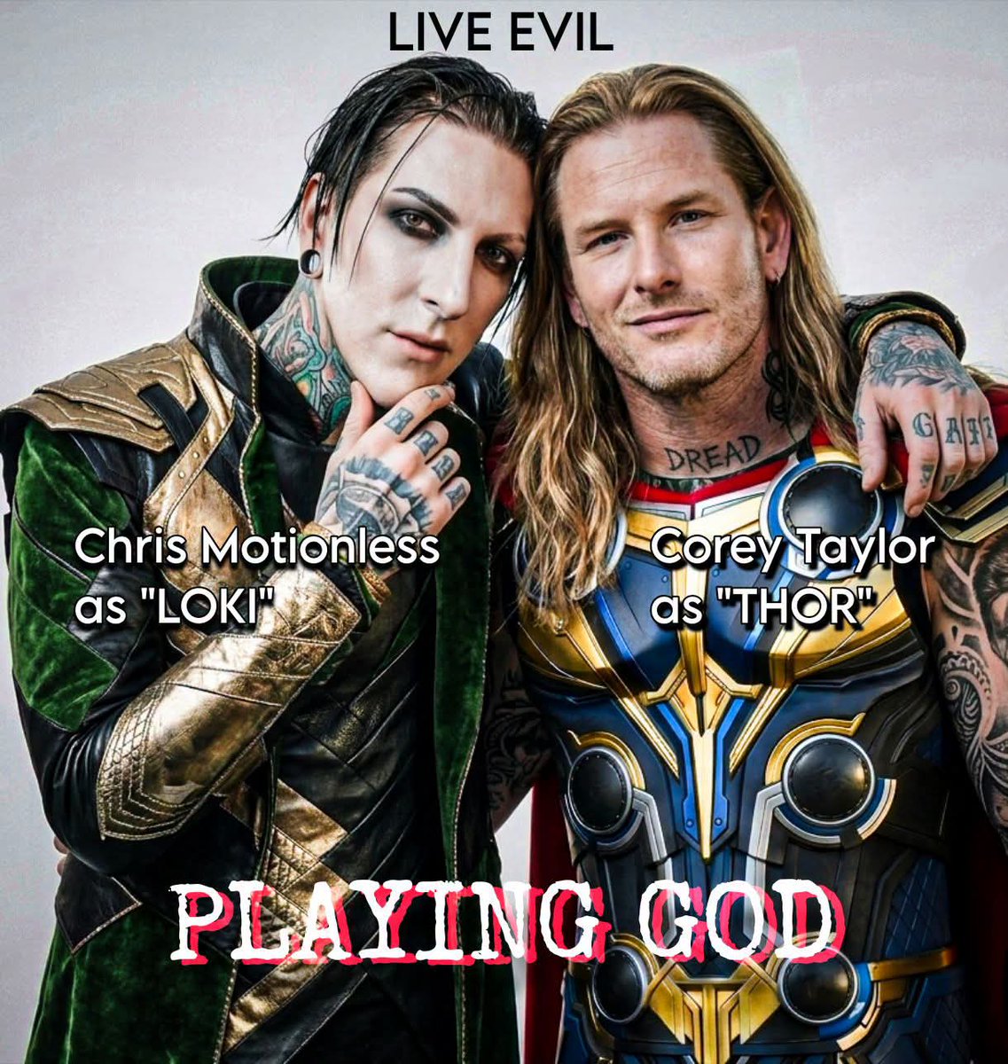 BGoddess1515's tweet photo. ...came across this somewhere and loved instantly! 🖤 #playinggod #motionlessinwhite #chrismotionless #coreytaylor #thor #loki https://t.co/KC3r6tlIKD