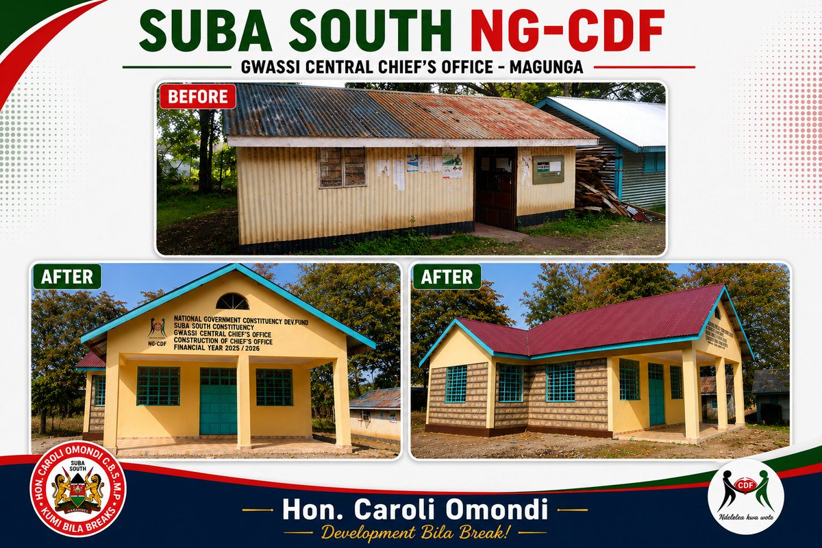 OKAMBOKOKAMBO1's tweet photo. John: Jeff, did you know that before Hon. Caroli Omondi was elected MP, Suba South didn't have a single properly built modern Chief's office? Our chiefs worked from old, dilapidated iron-sheet structures.

Jeff: And Who was the MP?

John: John Mbadi.

Jeff: Thank you. https://t.co/iAJGyxsjSS
