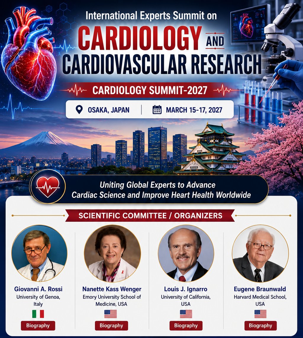 info_Cardiology's tweet photo. Meet distinguished global experts at #CardiologySummit2027!

📅 March 15–17, 2027
📍 Osaka, Japan
✔ Scientific Committee
✔ Latest Cardiovascular Research
✔ Workshops

Join researchers and clinicians from around the world.
#Cardiology #MedicalConference #HeartHealth #Research https://t.co/JCTReNqLkZ