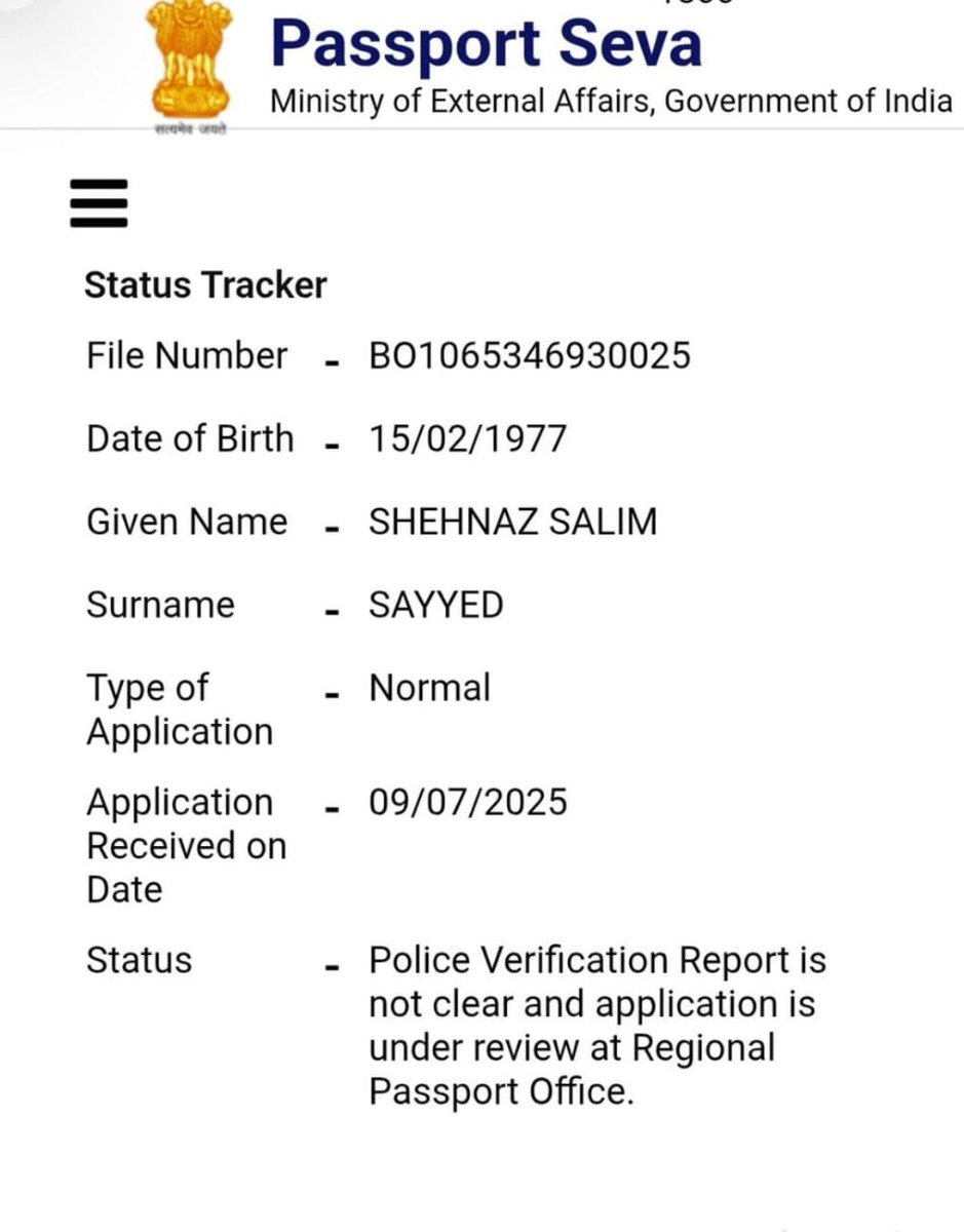 Sam412845's tweet photo. Dear sir / Mam,
Good Evening We Are Apply Fresh Passport 1 Year Ago Regional Office Under Process Is Stuck and not moving to another Phase So Please Check Whats the matters.Please Help Me we need my passport.
File No: BO1065346930025

@rpomumbai 
@MumbaiPolice https://t.co/EcxnZFGpaL