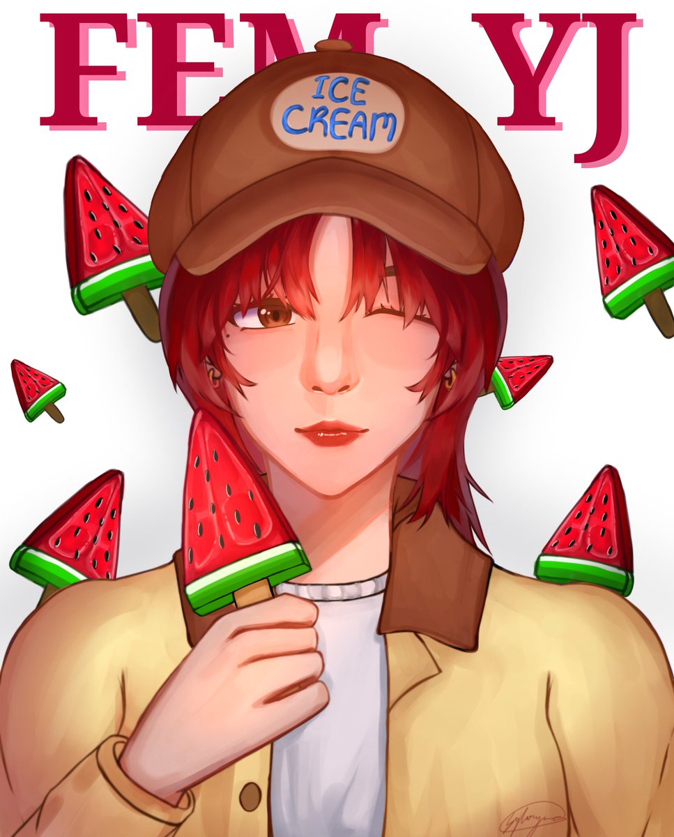 MowiVyl's tweet photo. I present fem yeonjun 🍉 icecream art for nolabelspt2 art collab i joined in 😳😳😳 https://t.co/n2irJtz4jb