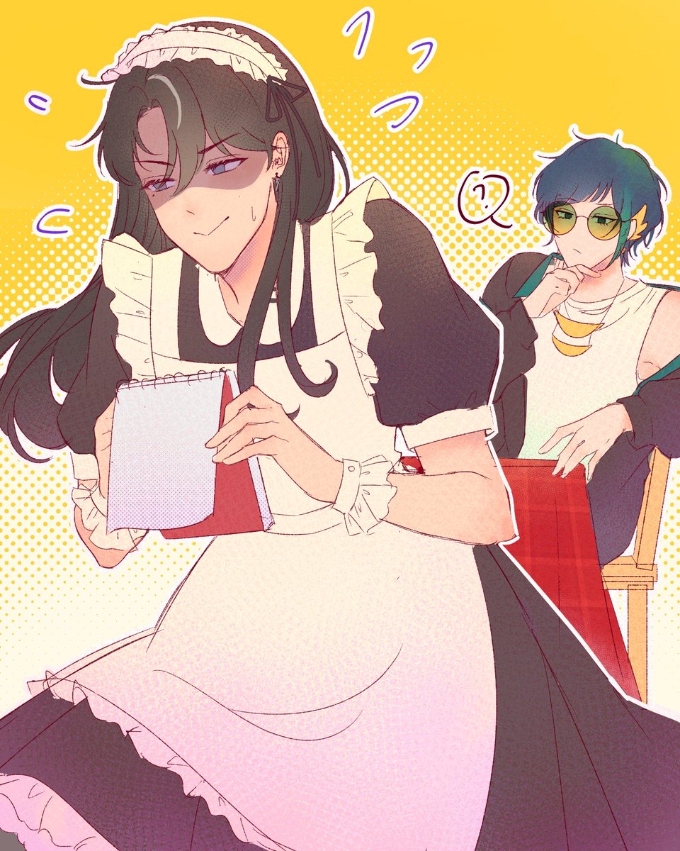 rafayaels's tweet photo. "Itu maid nya kayak kenal..."
"Anjiranjiranjiranjir"

 #NoteSunFluffWeek Day 3 — (Maid) Cafe

#Notesun https://t.co/Z5GKz25C5n