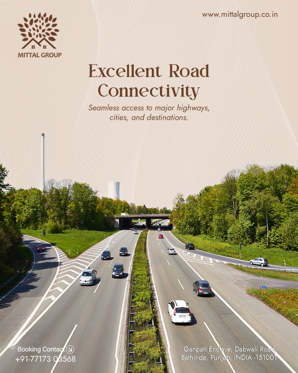 mittalgroupind's tweet photo. ๐ฃ๏ธ Stay connected to everything that matters. Enjoy excellent road connectivity with easy access to major highways, key destinations, and everyday conveniences at Mittal Group.
๐ Book Now: +91 77173 03568
#MittalGroup #Bathinda #RoadConnectivity #PrimeLocation #DreamHome https://t.co/uJzrX5BZnk