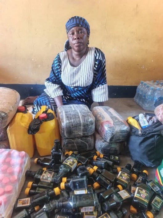 NigeriaStories's tweet photo. BREAKING: Nigeria Troops of Sector 3, Joint Task Force North East, Operation HADIN KAI, have intercepted a suspected foreign drug courier and recovered a large consignment of illicit drugs, alcoholic beverages and other prohibited substances allegedly destined for terrorists operating in the Lake Chad Islands.