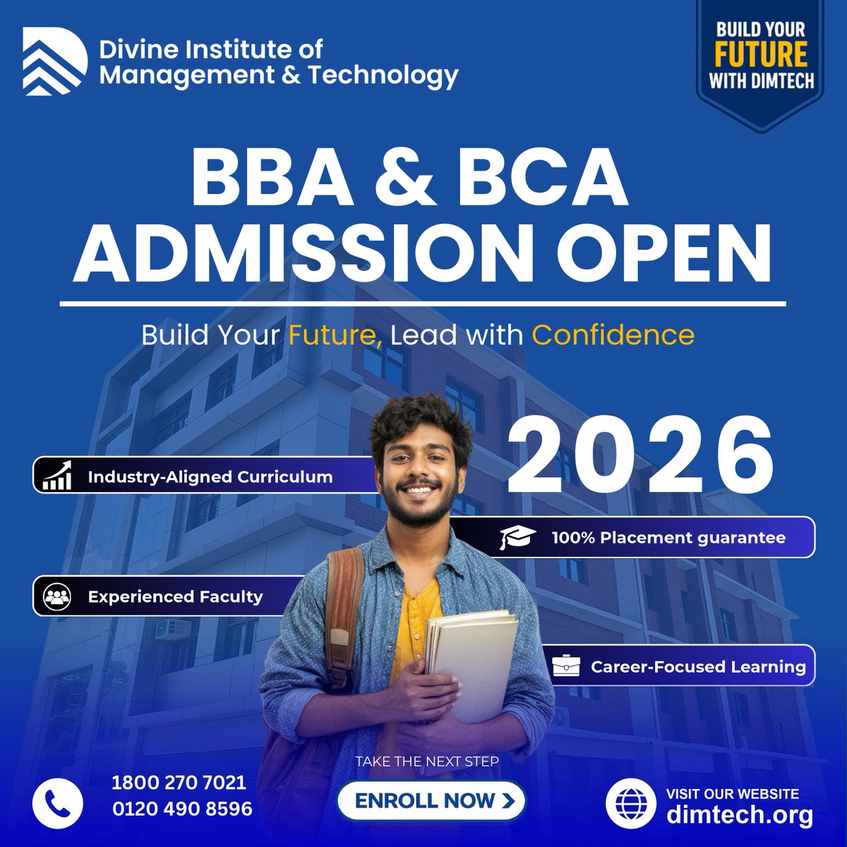 dimtechOfficial's tweet photo. Are you ready for your step?

Join DIMTECHs BBA and BCA programs. These programs will help you get the knowledge and skills you need to build a career. You will also become more confident.

Admissions are open, for 2026 https://t.co/euxEY6QxUw