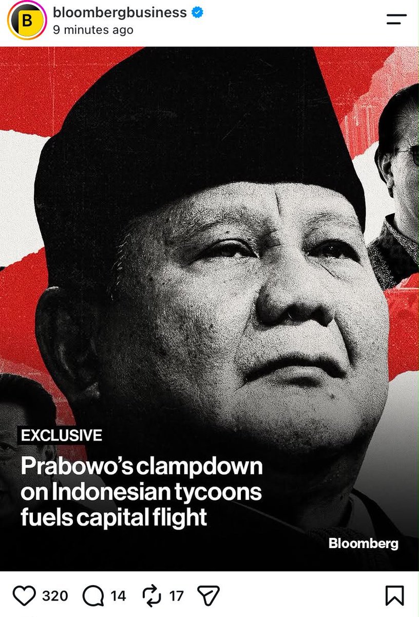 LambeSahamjja's tweet photo. lagi lagi prabowo di gosipin di dunia internasional:
- Prabowo lagi galakin tekan para taipan/orang kaya Indonesia.
- Dia nyebut mereka "maling" & "perampok" secara terbuka, 
- karena dianggap udah untung gede dari SDA 
- tapi rakyat masih timpang ekonominy
- Prabowo minta taipan tukar dolar mereka ke rupiah 
- biar rupiah nggak makin lemah.
- Tapi rupiah tetap anjlok, 
- terus Prabowo malah bikin rencana baru: sentralisasi ekspor komoditas yang bikin untung taipan makin ketekan.
- Karena takut ditekan lebih jauh, 
- banyak orang kaya RI mulai kabur-in duitnya ke luar negeri (Singapura, Swiss, Hong Kong).
- Contoh: ada taipan jual saham+obligasi $300 juta terus ditransfer ke Singapura. 
- Ada juga keluarga kaya pindahin $1 miliar ke luar negeri.
- Kata pengamat, ini bukan buat bubarin oligarki, tapi cuma "nata ulang" siapa yang deket kekuasaan.
- ada udang di balik bakwan