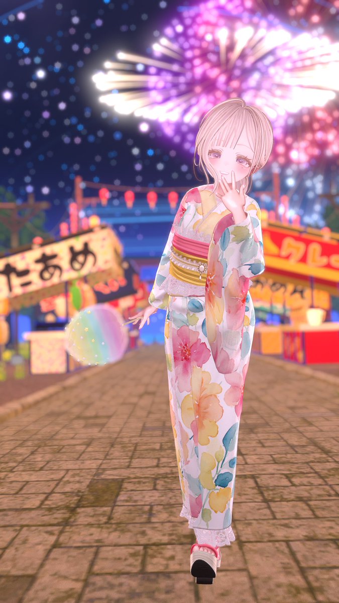 meruchi_VRC's tweet photo. Vket Summer 2026 の富士急ハイランドブース🎢で遊ぶとゲット出来る限定の水着と浴衣を先行で着用させていただきました～💕

「ぐらる」様デザインの爽やかでとっても可愛い水着は何と3色もカラバリがあります！豪華～✨
「てんぷらぱすた」様デザインの浴衣は水彩画のような淡くて柔らかい花柄がとっても綺麗でかわいい～💞

どちらも無料とは思えないほどのクオリティで、なんと人気の4アバターに対応！
ぜひ皆様も富士急ブースへ遊びに行ってみてね〜☺️
#Vket富士急 #fujiq 
#VRC_SSSz