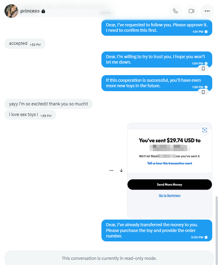 RajjanL90207223's tweet photo. Why do we ask questions after reviewing your Amazon profile? It’s because of people like these who lie and try to scam others. This undermines trust between people. Everyone, be careful: she’s a scammer @badbihprincess. I’ll never trust anyone who says such things again! 
Scammer’s Twitter account: @badbihprincess