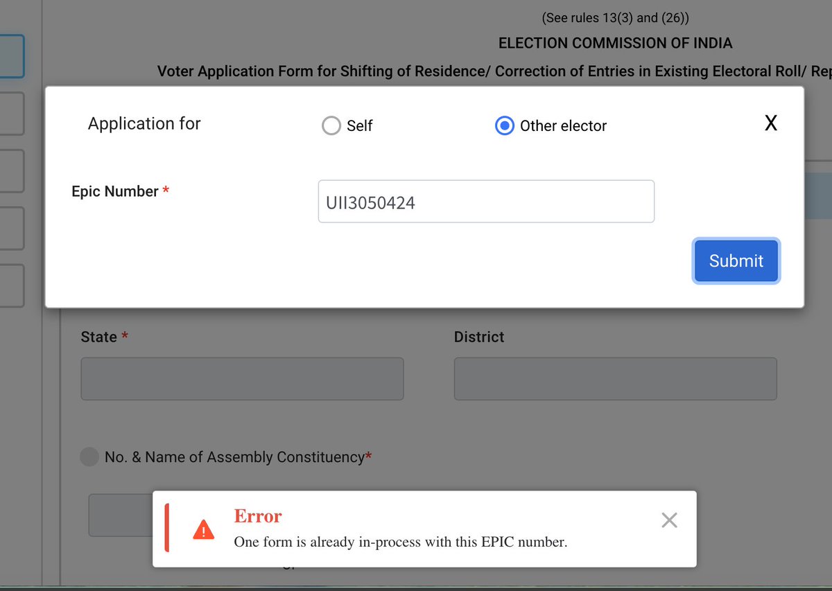 shoor100's tweet photo. Dear @ECISVEEP  @ceo_karnataka ,

I submitted an online request 5 days ago to update the mobile number for my brother's EPIC (UII3050424), but it remains pending.

Due to this delay, we cannot submit the SIR application online. The online portal is meant to reduce BLO workloads and avoid paperwork, but such delays force citizens to visit offline offices instead.

Kindly look into this issue and expedite the update. Thank you.
@INCKarnataka @BJP4Karnataka @JanataDal_S @osd_cmkarnataka
