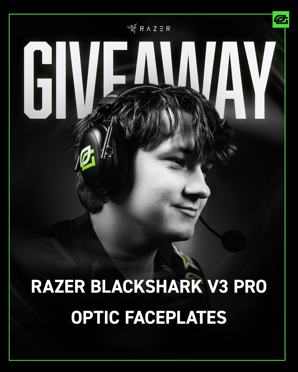 OpTic's tweet photo. Celebrate the Major IV championship with a chance to win a @Razer BlackShark V3 Pro for Xbox and PlayStation and OpTic faceplates.

Like this post, repost it, follow @TeamRazer and tag your duo below. #RazerPartner https://t.co/gbPSAaSwc8
