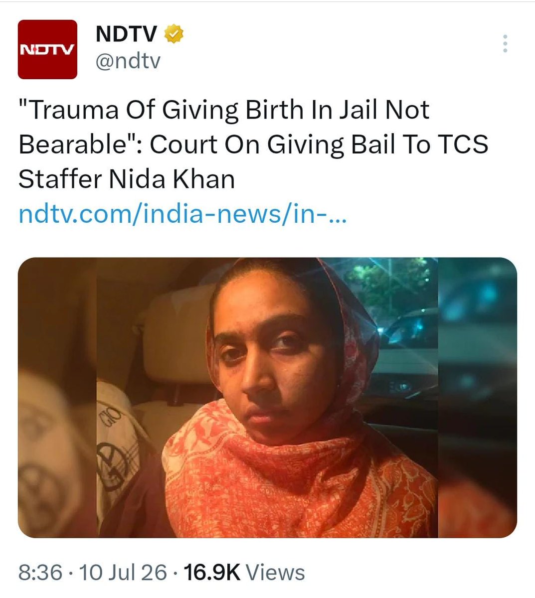 erbmjha's tweet photo. Justice KG Joshi gave bail to Nida Khan, saying the trauma of giving birth in prison like lord Krishna is not bearable for anyone.
Ajmal Kasab could have gotten bail too but he didn't have IYKYK 🤡 https://t.co/2RUwPvzJwt