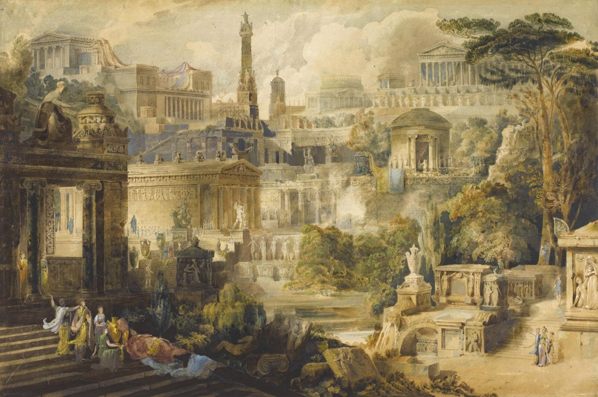 westernexile's tweet photo. A Capriccio of a Greek City in the Time of Pausanias
George Maddox, 1827