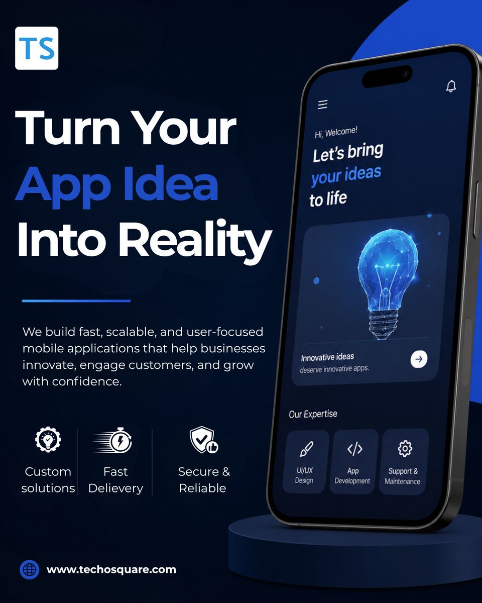 techosquare's tweet photo. Your app idea deserves more than just code it deserves impact. At #TechoSquare, we build fast, secure, and #scalablemobileapps that help businesses grow.
#MobileAppDevelopment #Android #Flutter #ReactNative #UIUX #TechInnovation #DigitalTransformation #SoftwareDevelopment https://t.co/wNjoP3NGrB