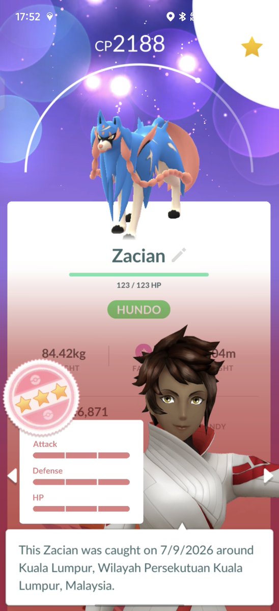 GaryGor98's tweet photo. Hundo of the day &amp; Shiny BG of the day! 
Thanks Niantic! Appreciate
#pokemongo #pokemon #gofest2026 #malaysia #klccpark #pokemongofriends https://t.co/y6lekYNmFb