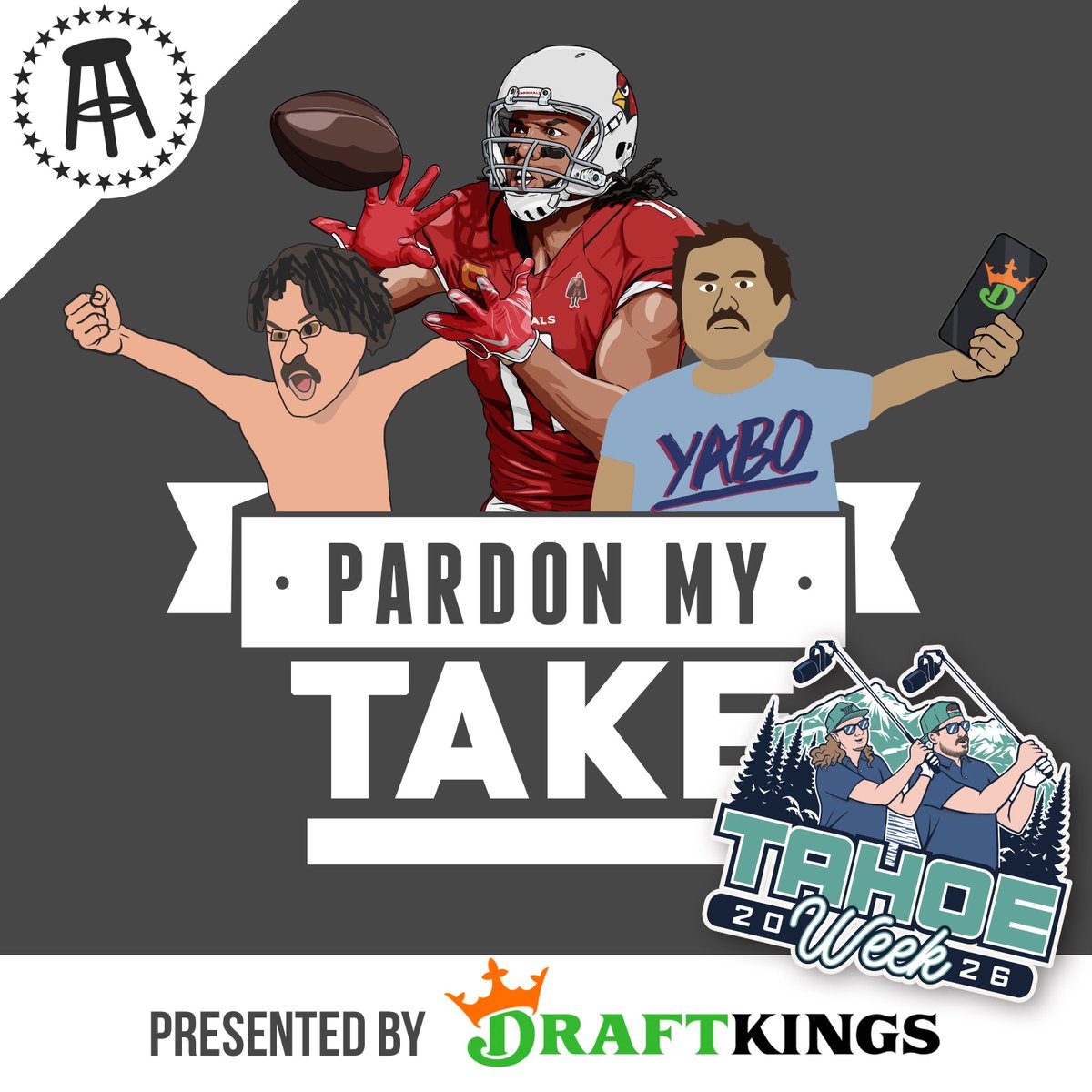 PardonMyTake's tweet photo. PMT 7-10 with Larry Fitzgerald is Now Live!

- Tahoe Week Finale
- Pulisic and USMNT Fallout
- We take our shot. LeBron’s a Cav
- Mt Rushmore of Food Duos
- Fyre Fest of the week + more

Watch or Listen Here https://t.co/yVU85ynWxs https://t.co/YinZ2Mxwq8