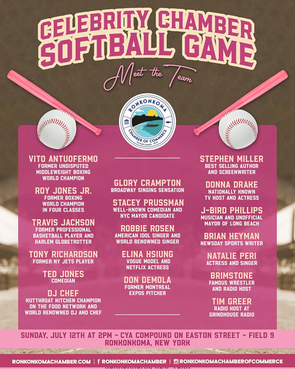 entrancetohell's tweet photo. If you're in the #LongIsland area this weekend... come support a great cause! I'll be playing along with @ItsMrGreer &amp; Alex DaPonte. #celebritysoftball #whattodo #wheretogo #softball https://t.co/DIyNh3FCX7