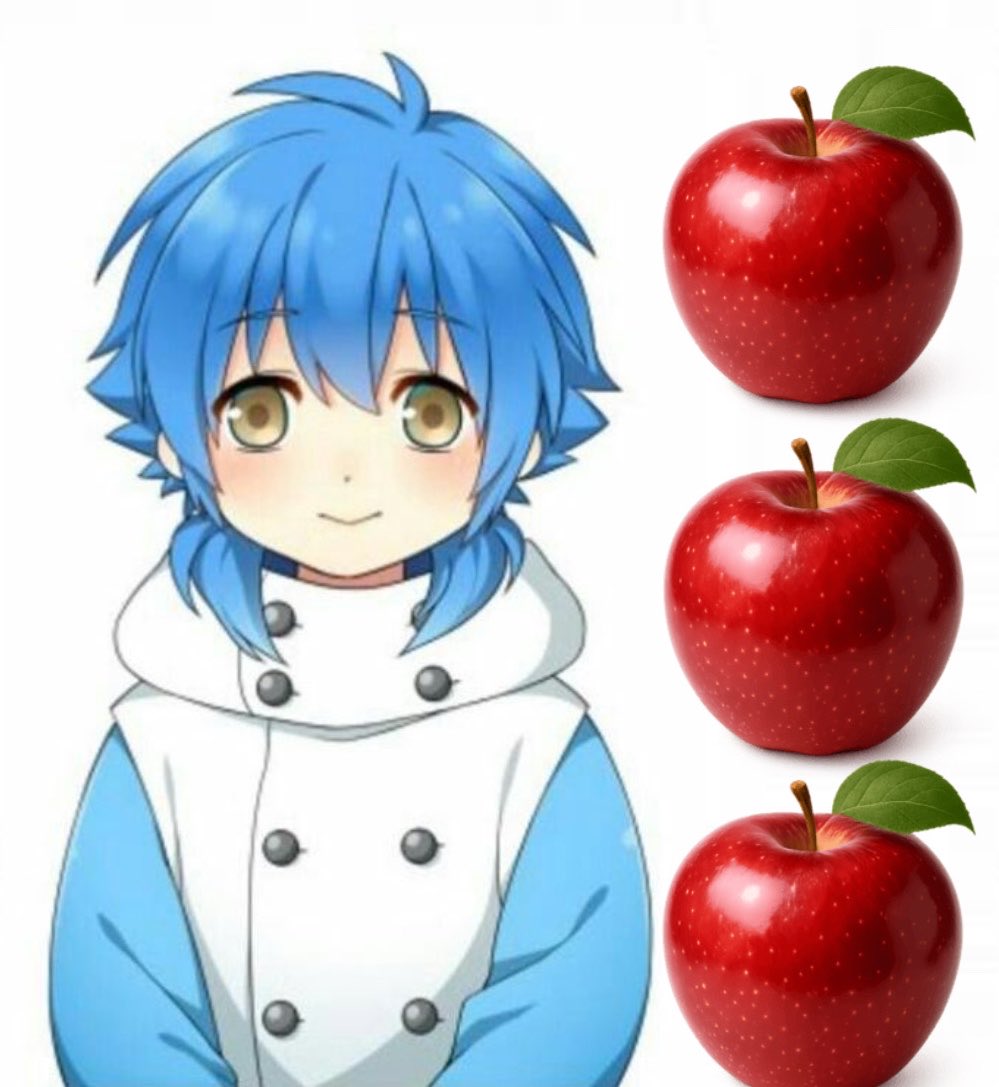 noiaobas's tweet photo. before i go to sleep i have very important knowledge to share with u all. baby aoba is only three apples tall https://t.co/cJ6kwPc4MZ