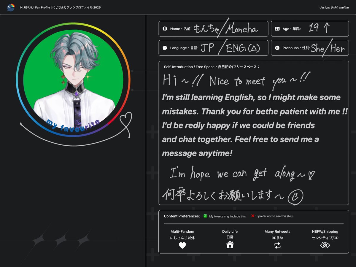 lpq_oh's tweet photo. I finally made my profile... ᐡ >⩊o̴̶̷̤ ᐡ꒱
If you like or repost this post, I'll come say hi!!
⟡https://t.co/yXCMLDNgta⟡
 #nijiintro #nijitwt #nijisanjitwt #nijisanjientwt https://t.co/rhAaweFFtA