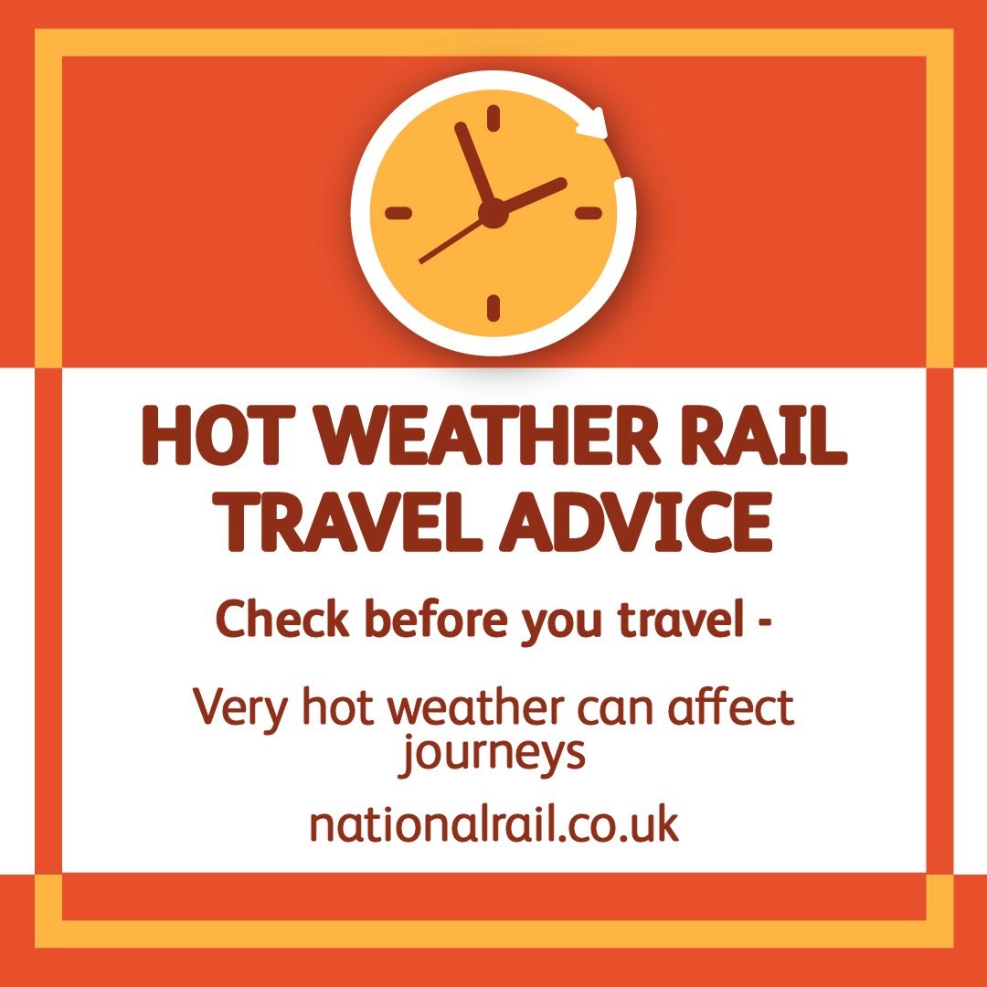 NetworkRailEUS's tweet photo. @LNRailway 🌡️ The ongoing hot weather may also affect rail journeys over the coming days

📲 Please check before you travel during the heatwave at https://t.co/m0S5uRmTGP

💛 Take care when travelling and carry water with you - you can refill your bottle for free at Euston https://t.co/Xap4xnpV1c