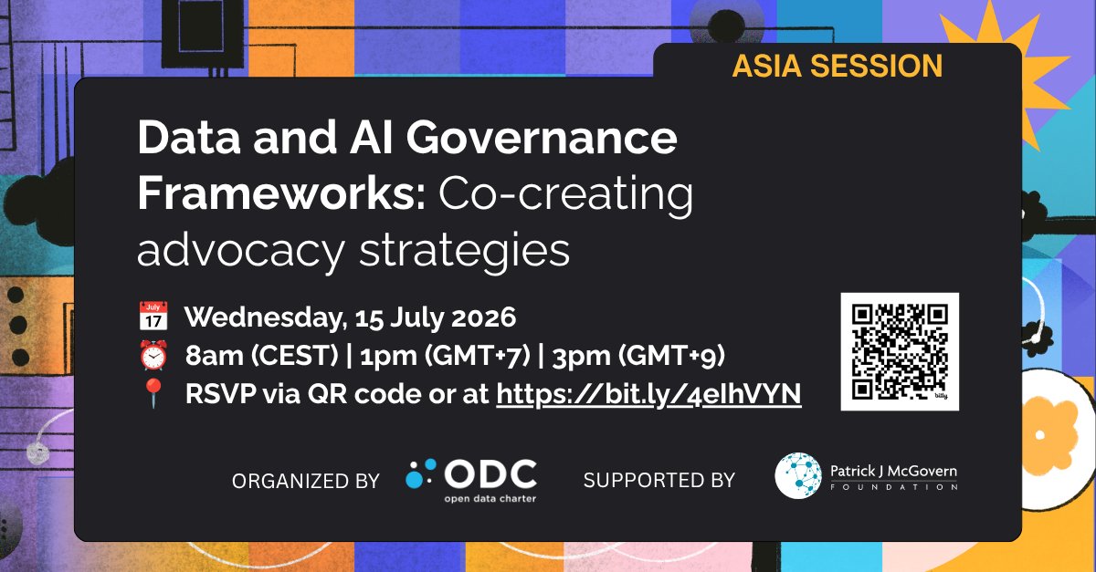 opendatacharter's tweet photo. 🔹 Join us for an interactive, 90-minute regional workshop designed to bridge the gap between AI and #data regulations and operational realities.
🔹Drawing  on ODC’s comparative research, this session will explore to translate  dense legal and policy findings into clear, actionable advocacy  strategies for the region. The session is designed  for Asia, and we will take the research we carried out for South Korea  and Thailand as our starting point for discussion.
📍 RSVP at: https://t.co/CZskT5SgRb