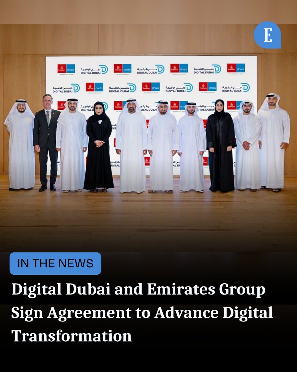 EntMagazineME's tweet photo. @DigitalDubai, a government entity which leads the emirate’s digital transformation initiatives, and @emirates Group, the #UAE-based global aviation and travel company, have signed a collaboration agreement that will enable the Group to benefit from Digital #Dubai’s digital ecosystem.

The partnership is intended to enhance employee experience, improve operational efficiency, strengthen digital readiness, and support the exchange of expertise and best practices between the two organizations.

The agreement covers access to digital services, digital enablement platforms, and data and statistics services. It also includes provisions related to systems integration, data exchange, and the broader adoption of shared digital platforms.

Read more HERE: https://t.co/5JSDt0j92z