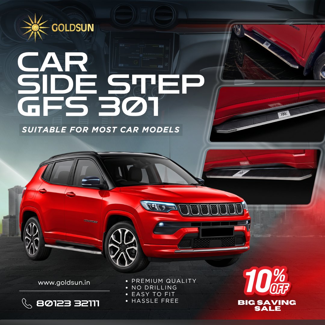 goldsun_auto's tweet photo. 🔥 Goldsun GFS 301 Side Step
✅ Available for Most Car Models
🎉 Up to 10% OFF
📞 +91 80123 32111
🌐 https://t.co/lZpJfHlUiN
#Goldsun #GFS301 #SideStep #FootStep #CarAccessories #Offer https://t.co/fJarifiL7n