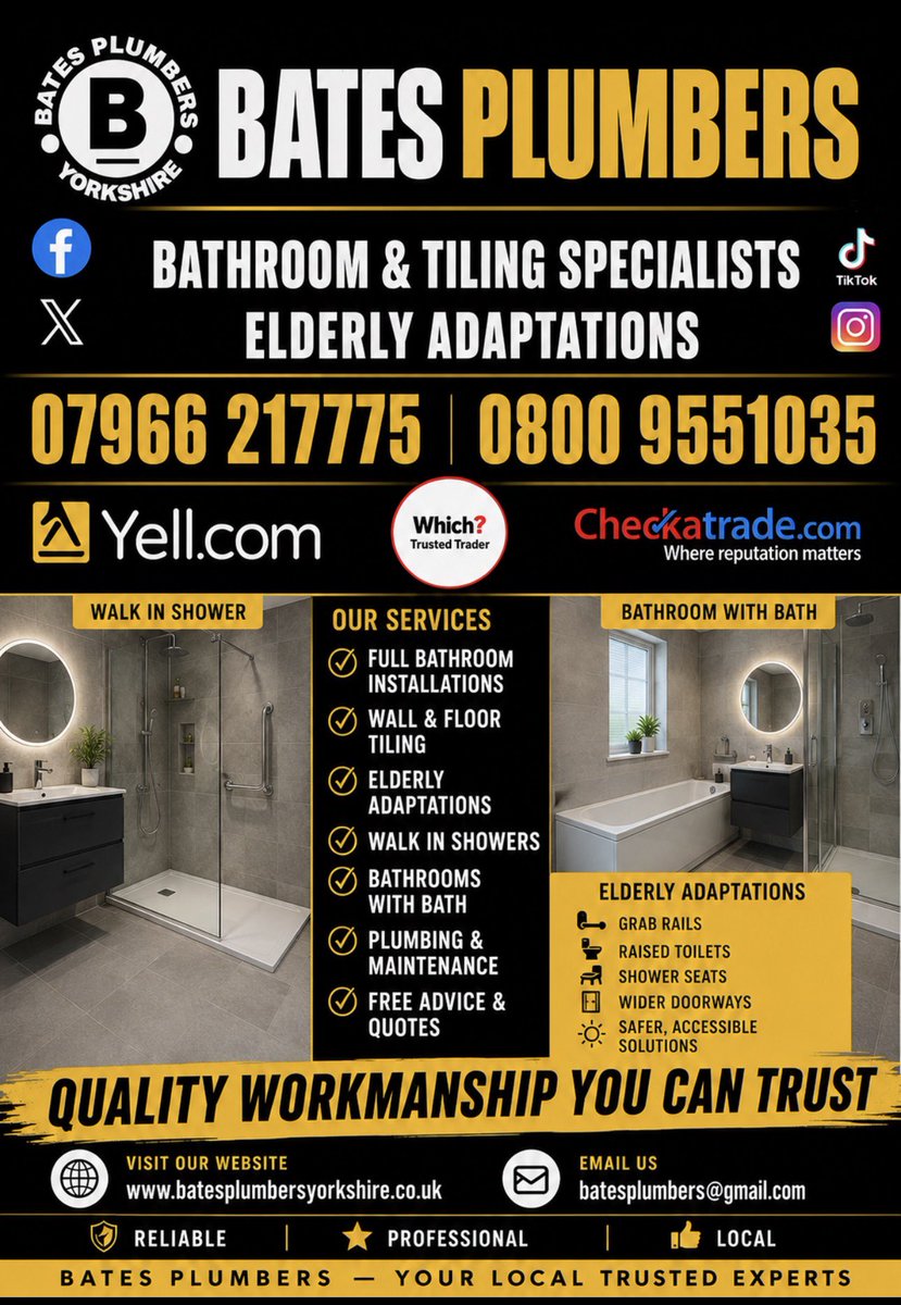 BATESPLUMBERS's tweet photo. Bathroom fitters covering Yorkshire

https://t.co/r2uYtQh6fG https://t.co/t3mWc6Cm3s