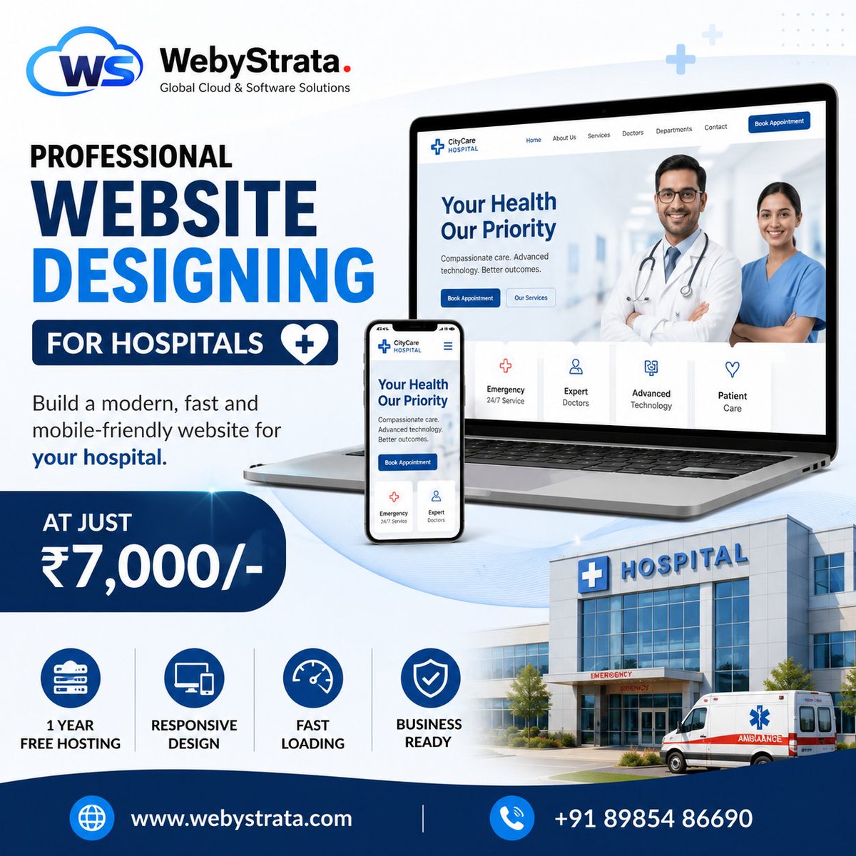 WebyStrata's tweet photo. Professional Website Designing at Just ₹7,000/-

Build a modern, fast, and mobile-friendly website for your business.

🌐 https://t.co/lkZJN8bkva 📲 +91 89854 86690
#WebDesigning #WebDevelopment #WebDesignCompany #StartUpIndia #Hyderabad #Vijayawada #Vizag https://t.co/orRc9LSWC2