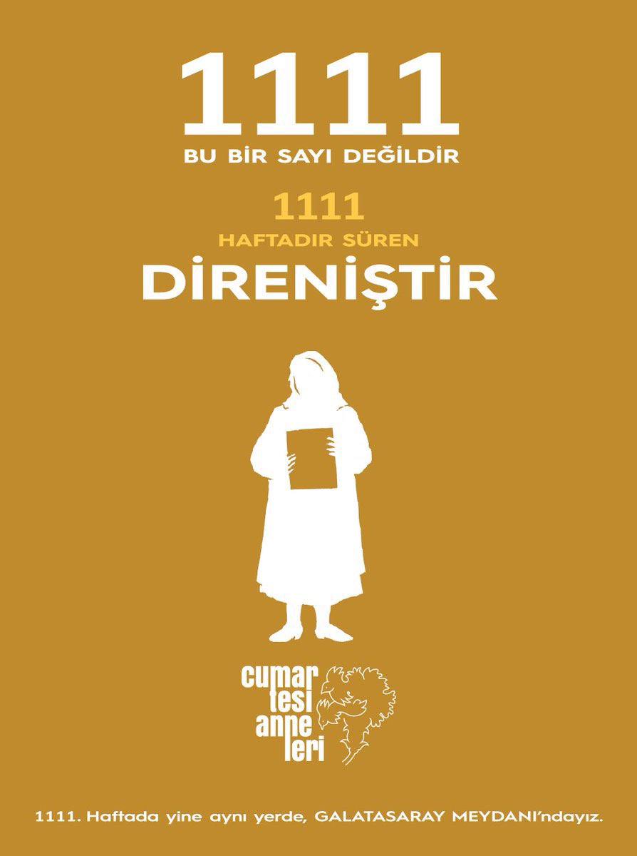 ocakaysel's tweet photo. @CmrtesiAnneleri  1111

Bu bir sayı değildir.

1111 haftadır süren haklı öfkedir, inattır, direniştir.. 

#CumartesiAnneleri1111Hafta https://t.co/nqpeqBRUoj
