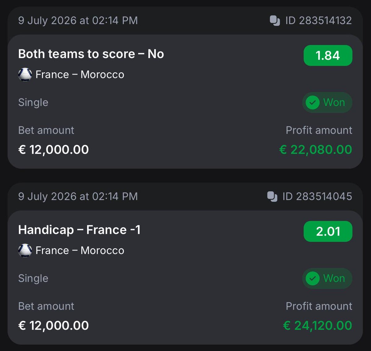 DavidWi71466648's tweet photo. Good to wake up to bomb #worldcup #Gambling𝕏 #france #morocco https://t.co/SeWNioehT2
