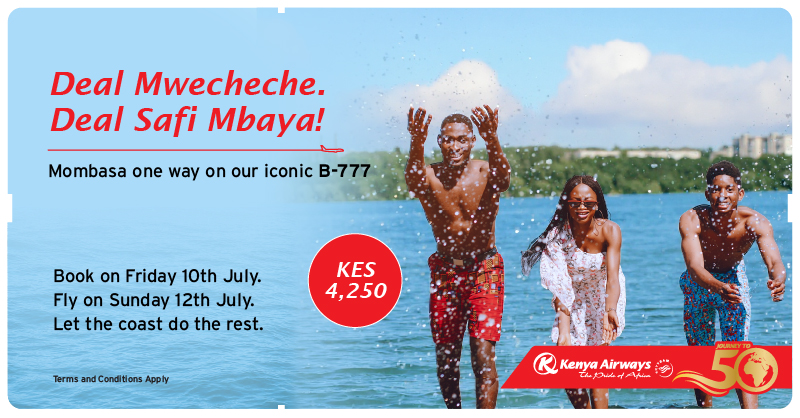 KenyaAirways's tweet photo. 😌Let's Escape to Coast For a minute🌴
✈️ One-way from KSh 4,250 aboard our B777.
Book on Fri 10th July, Fly on Sunday 12th July
Let's Go😎: https://t.co/2pChY4WT2N https://t.co/kgWvougTF5