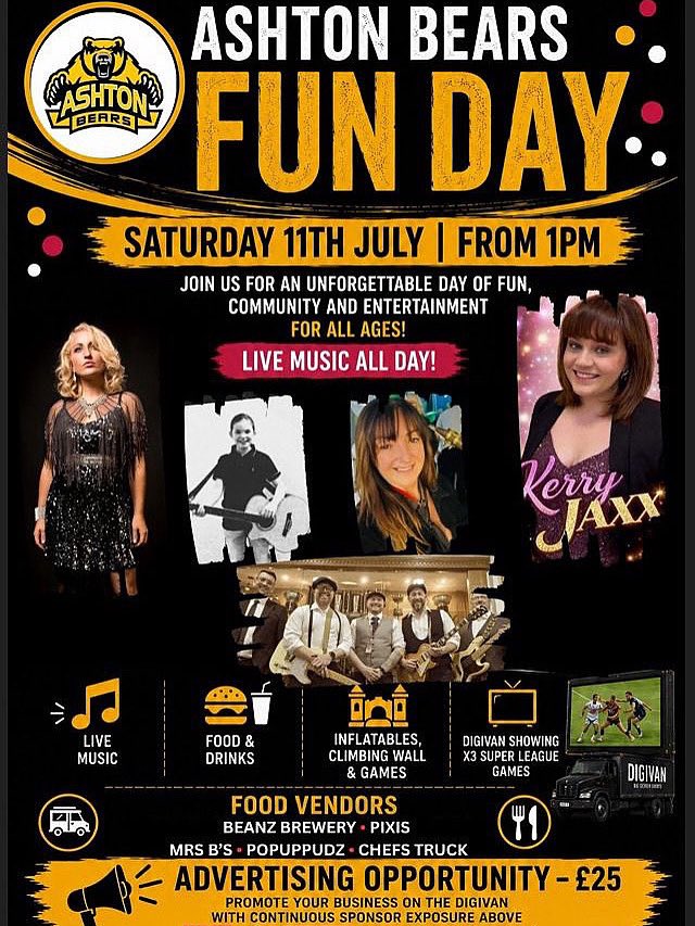 AshtonBears's tweet photo. 🟡⚫️ ONLY 1 DAY TO GO! ⚫️🟡
The countdown is almost over... Ashton Bears Family Fun Day is TOMORROW!
🐻🎉
Let's make it a day to remember.
📅 Saturday 11th July
🕐 From 1:00pm
📍 Ashton Bears ARLFC
See you there! 💛🖤 #OneDayToGo #AshtonBears #FamilyFunDay #CommunitySpirit https://t.co/wzCW1IZKui
