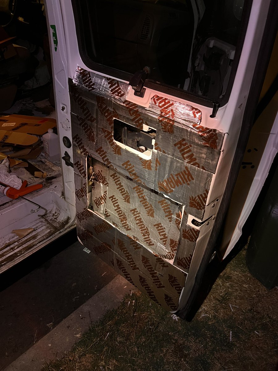 iv_hacks's tweet photo. Vanposting day 8: Kilmat on another door and some of the passenger foot area. Hoping this will be faster on the floor since less cutting and shaping. Also got another new toy i cant afford https://t.co/SEXGV4UCFG