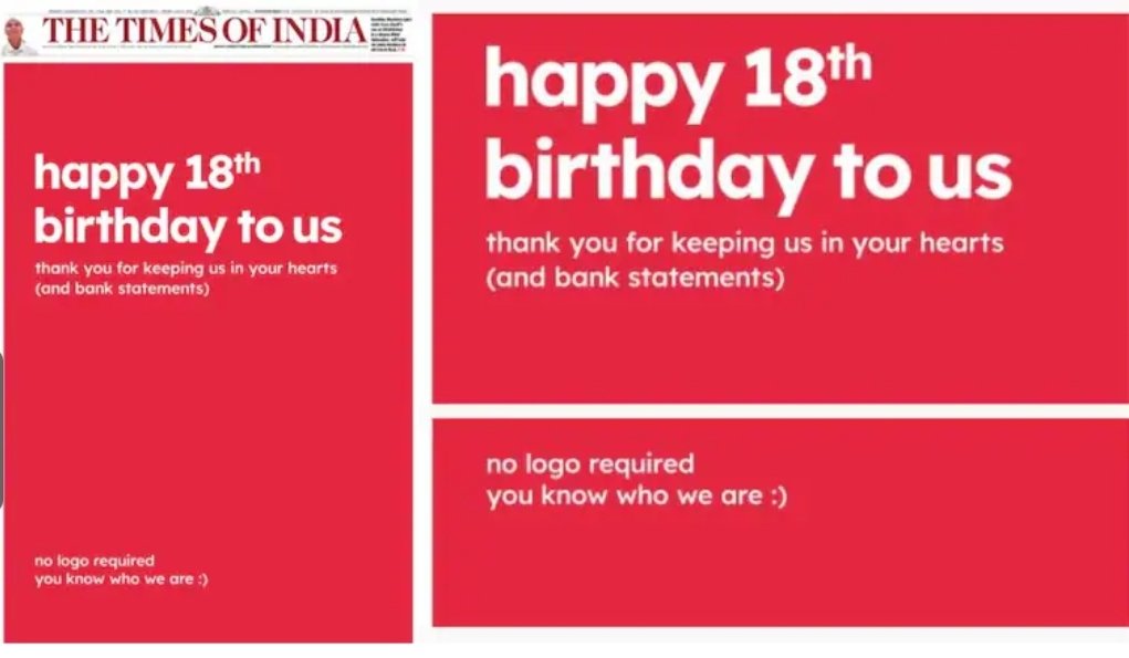 Sharanyashettyy's tweet photo. Whoever approved this Zomato copy of the TOI front page ad surely is too self-absorbed with the brand and has lost touch with reality. I honestly thought it was a Vodafone ad. https://t.co/o6p3ig2KXs