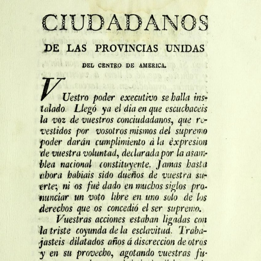 historia_ca's tweet photo. «La patria yace en el polvo en que la esclavitud la dejó tristemente humillada. Sin gobierno, sin ilustración, sin agricultura, sin artes [...] a sus hijos corresponde erigirla en una nación libre, y opulenta, por medio de sus esfuerzos».

Manifiesto del 10 de julio 1823. https://t.co/hnd0CmsMZE