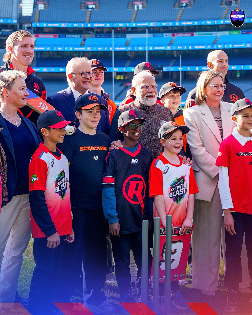 BBL's tweet photo. Next, stop:📍Chennai

A pleasure to have Australia’s and India’s Prime Ministers on hand to announce the #BBL16 opener 🇦🇺🇮🇳 https://t.co/9Q6tlLMvrf
