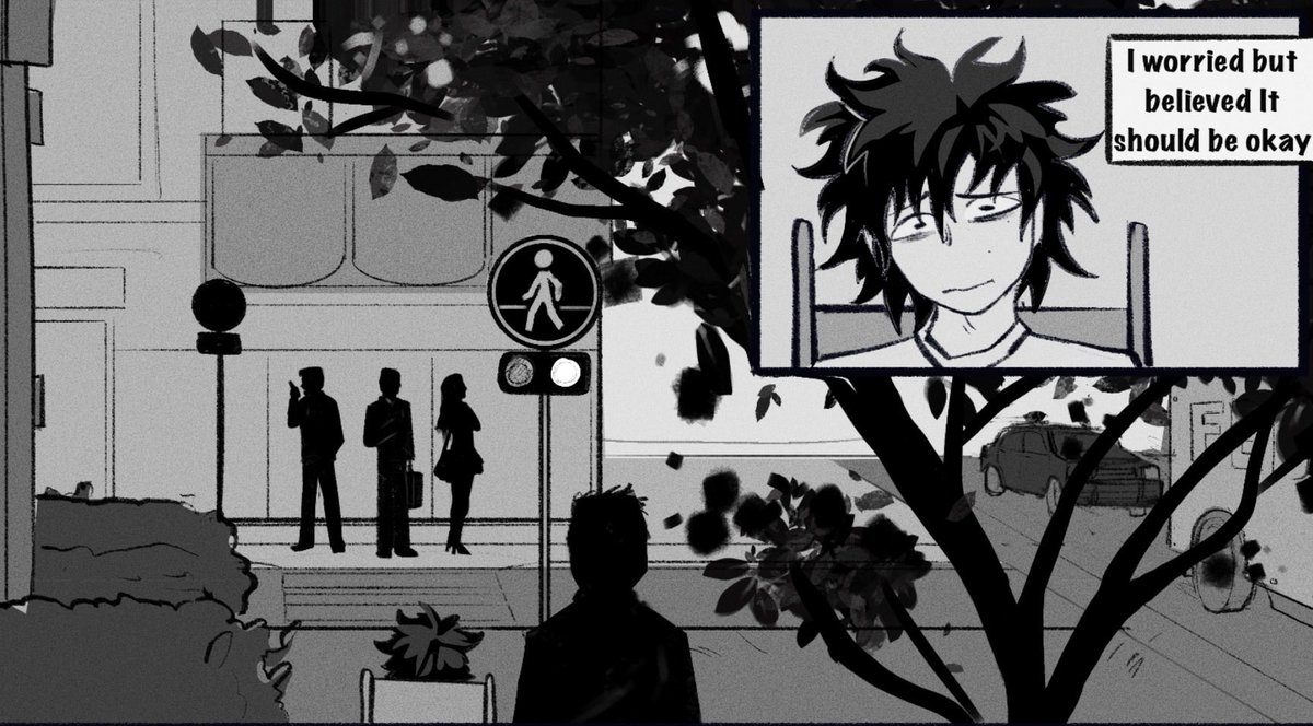 Inkalight's tweet photo. 🦾 The Quirkless Cyber Hero 
part 13
Tw: depression, permanent injury, trauma

Comic update thread linked below ⬇️ https://t.co/MD4kUmZZ1Q