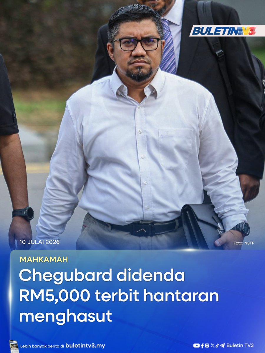 BuletinTV3's tweet photo. MAHKAMAH | Aktivis politik, Badrul Hisham Shaharin atau Chegubard didenda RM5,000 oleh Mahkamah Sesyen di Johor Bahru, selepas didapati bersalah menerbitkan penerbitan menghasut, dua tahun lalu.
#BuletinTV3 #Chegubard #MahkamahSesyen #PenerbitanMenghasut https://t.co/Pza7E6P04o