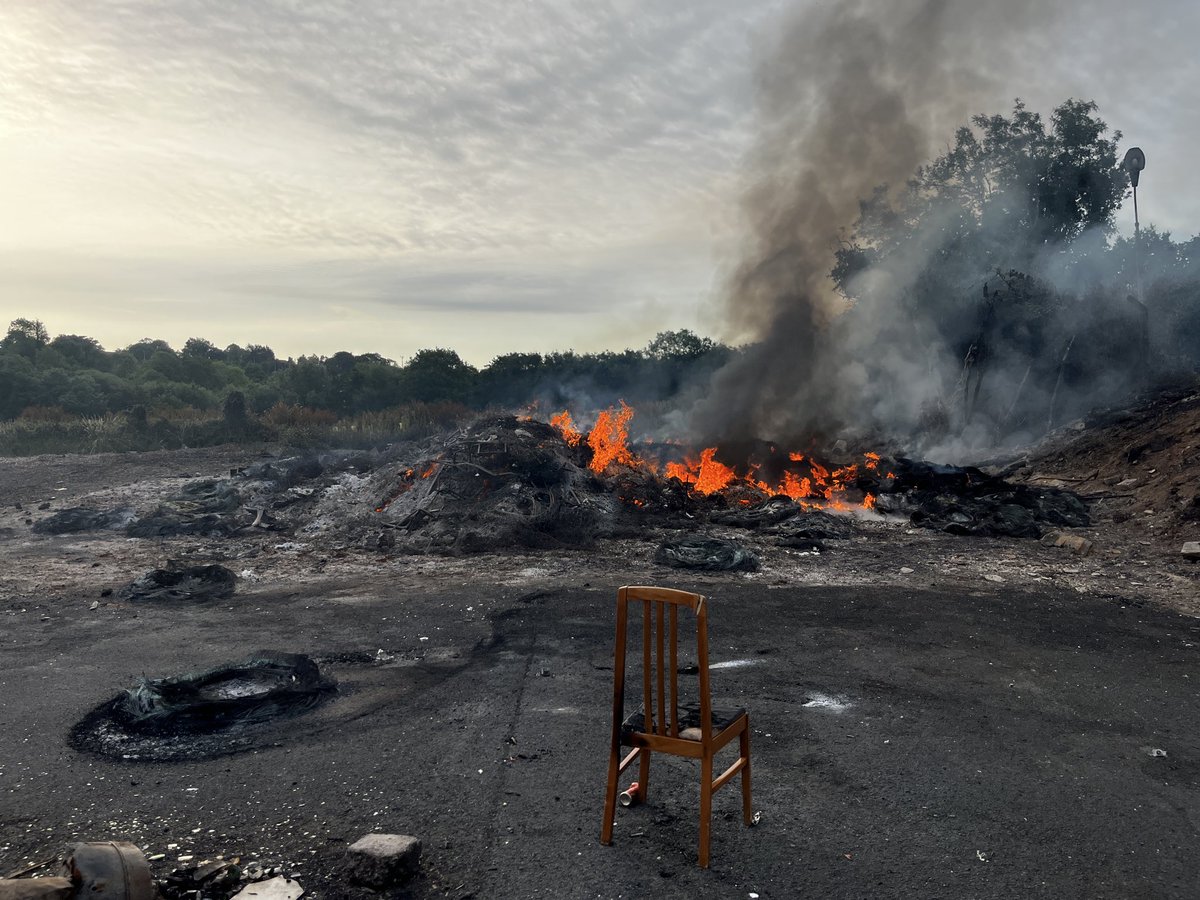 TVconormac's tweet photo. The remains of the Moygashel bonfire. Lit last night to prevent police seizing a replica mosque placed on top. https://t.co/VQPpuIv0ow