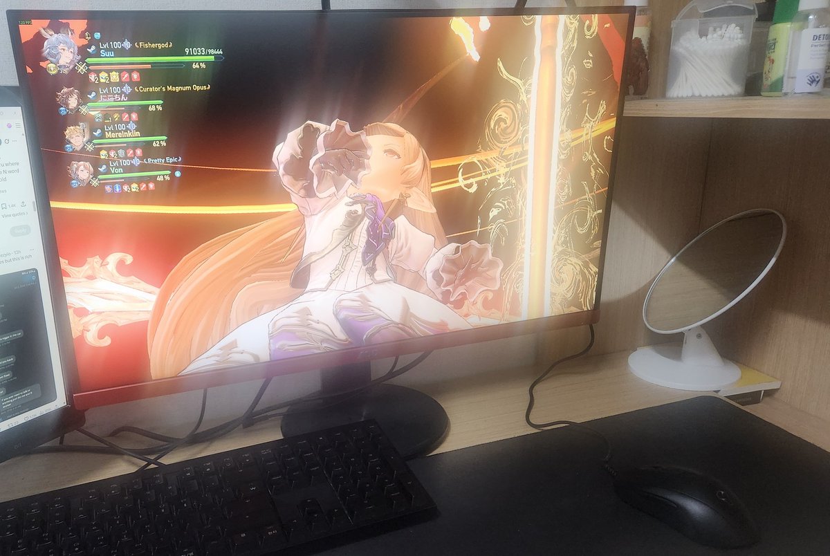 SuuBrainrot's tweet photo. i was mid playing relink with a friend and maglielle ohoho'd so hard my pc just straight up died. froze on this screen with my peripherals already not having energy and then shut down now it doesn't even boot

mother so bored with me she killed my motherboard https://t.co/l7bOOq59Kv