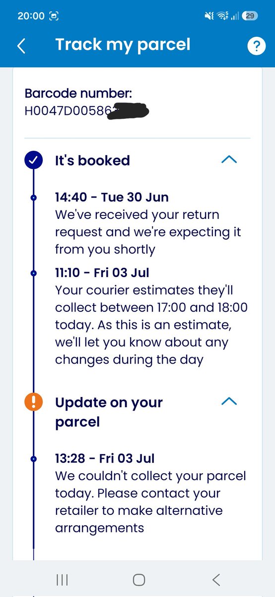 banners63's tweet photo. @AskServiceDM This is the situation with the 1 item I wanted collected a week ago. 2 ref numbers for 1 item.  Non collection and made up stories of me calling to cancel the collection. I DO want it collected - it ain't rocket science - SORT IT EVRI. https://t.co/AalNlEt5Uq