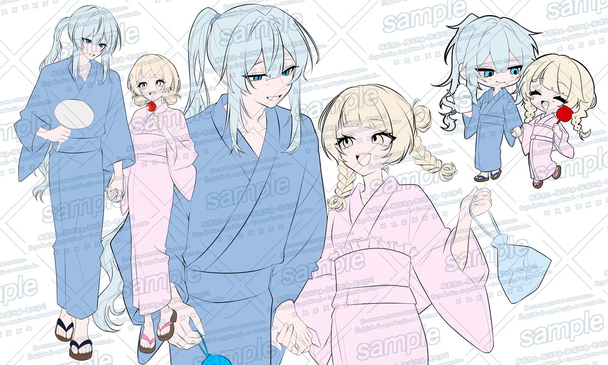 NO_I404's tweet photo. 次回予定している企画の詰め込みサンプルの下塗りです〜🏮👘✨ https://t.co/sTIP7ULqQS