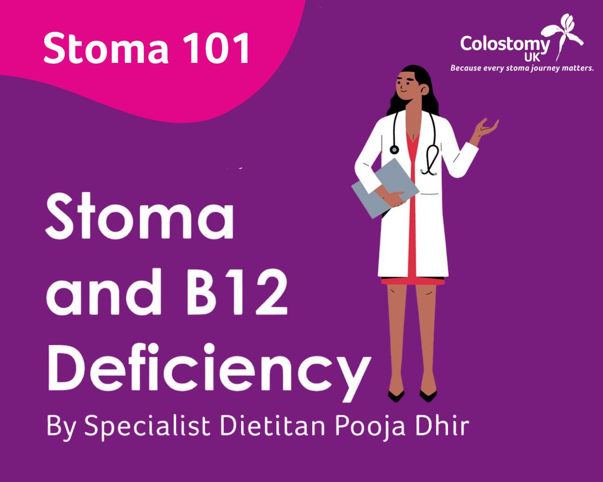 ColostomyUK's tweet photo. Could your B12 levels be low after stoma surgery? This informative article by specialist dietitian Pooja Dhir explains why B12 matters and how to manage a deficiency. Read it here: https://t.co/K2pK7aApK7 #Stomaaware #Stoma101 #Colostomy #Urostomy #Ileostomy https://t.co/bNVnyCJ9za