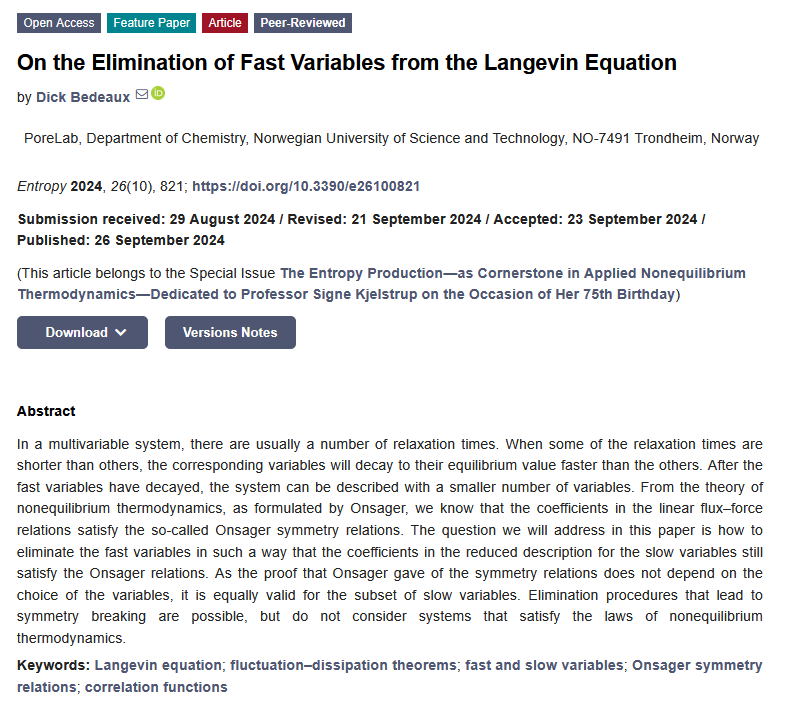Entropy_MDPI's tweet photo. 📢📢Read #Entropy Feature Paper "On the Elimination of Fast Variables from the Langevin Equation", by Dick Bedeaux
👉Find full article at: https://t.co/Wt1cmkemO3
#Langevinequation
#fluctuationdissipationtheorems
#Onsagersymmetryrelations
#correlationfunctions https://t.co/HxGZFc1qSb