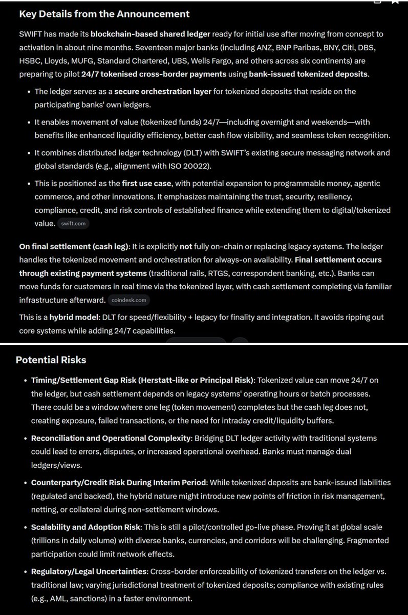 vandeweerd_e's tweet photo. @heythereRich It just an improvement of SWIFT but does NOT cover final settlement/cash leg apart from other uncovered parts. It still has risks and limitations! Read below. https://t.co/uD97cD5YSs