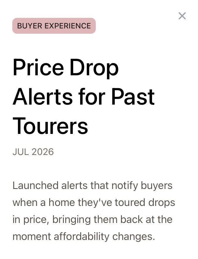GMN_watch's tweet photo. $OPEN keeps shipping.

Latest releases:

• Price-drop alerts for past tourers
• Matching-home alerts for active buyers
• Nearby recommendations at tour booking
• Content rebuilt for AI-powered search

The strategy is clear:

Bring buyers back at the right moment, surface more relevant homes, and make Opendoor discoverable wherever the next generation starts its search.

This is how a housing platform compounds.