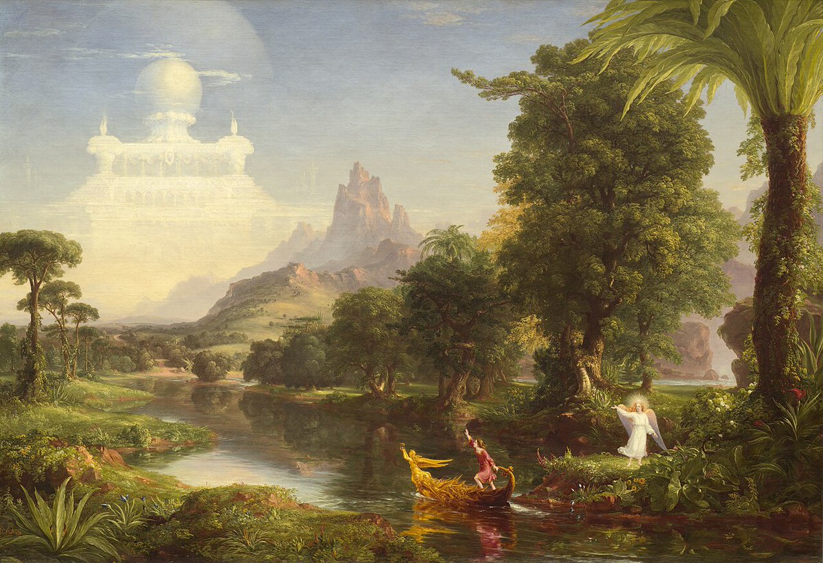 Fgdesnoyer's tweet photo. Las maravillosas obras  del  pintor  Thomas Cole, de la serie "The Voyage of Life", como portadas del grupo sueco Candlemass 😍 https://t.co/cQ6n9855bu