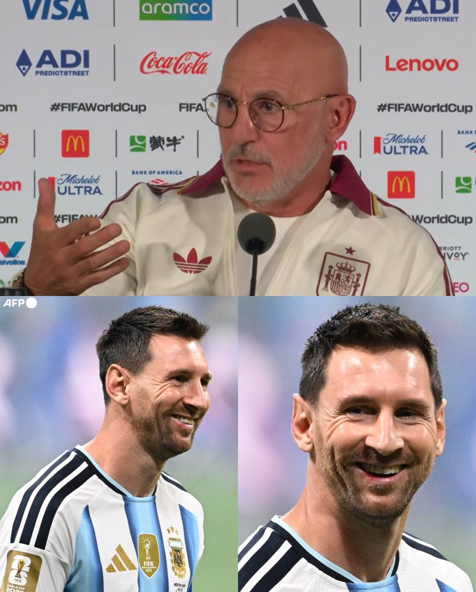 InvictosSomos's tweet photo. — LUIS DE LA FUENTE: "Messi parece que tiene 19 o 23 años. Messi está a un nivel excepcional, sobre todo en el aspecto de compromiso. Es incansable. Es insaciable. Quiere cada día más. Es un ejemplo para todos sus compañeros y para todos los amantes del fútbol. Es el ejemplo de que, cuando uno quiere, y trabaja, trabaja y sigue trabajando, siempre está más cerca de cumplir los objetivos. Y Messi ha sido un maestro porque lo ha hecho toda su vida. Pero es que todavía hoy, con todo lo que tiene, sigue demostrándolo. Enhorabuena y gracias por ser una enseñanza para todos, sobre todo para los futbolistas más jovenes". 

Ufff, estas palabras del DT de la Selección de España sobre Lionel Messi son una JOYA. Y es que la gente de fútbol, los que realmente entienden de la pelotita, no tienen más que elogios y discursos de agradecimiento para el mejor futbolista de todos los tiempos. 

LO QUE GENERA EL GOAT NO TIENE COMPARACIÓN.