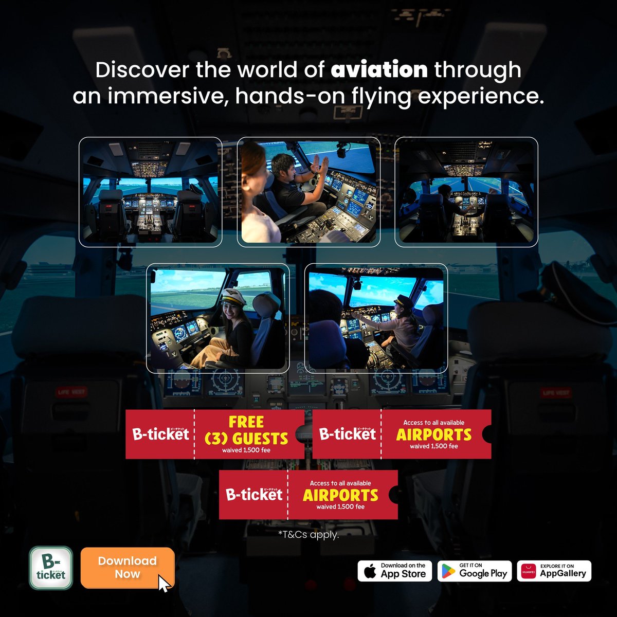 bticket_ph's tweet photo. 🛫 Your aviation adventure starts here.

Step into a realistic flight simulator at Sputnik Aviation and discover the excitement of flying. All while enjoying exclusive B-ticket member perks.

📲 Download the B-ticket App and start exploring more for less.
https://t.co/Llbyfz29gs
#BticketPH #PHCoupons #DiscountApp #PromosInPH #DealsAndPromosPH #SputnikAviation #FlightSimulator #AviationExperience