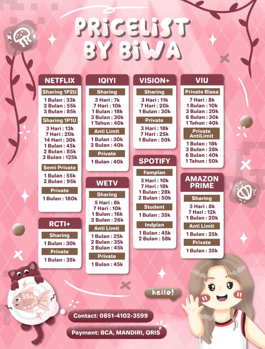 serehnes's tweet photo. OPEN READY MARI ORDER TERSEDIA

PRIME VIDIO CANVA CAPCUT SPOTIFY NETFLIX APPLE MUSIC IQIYI YOUTUBE VIU DISNEY HBO CHATGPT DRAKOR ID MOVIEBOX LOKLOK WETV YOUKU RCTI BSTATION GETCONTACT

wa : https://t.co/yptH3iTXIl
testi : https://t.co/30KH8j9vog

#zonauang 012 https://t.co/31wcsC58qB
